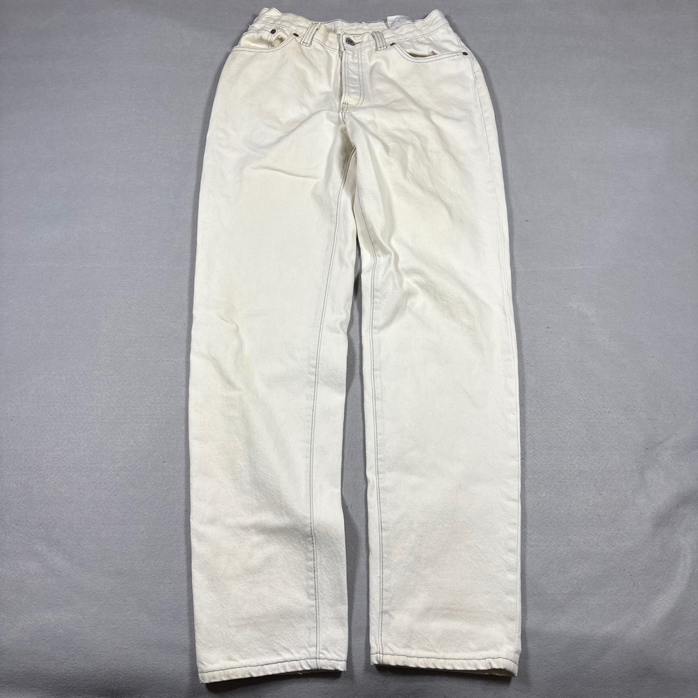 Vintage Levis 501 Womens Jeans 11 White High Waist Straight Leg Made in USA 90s